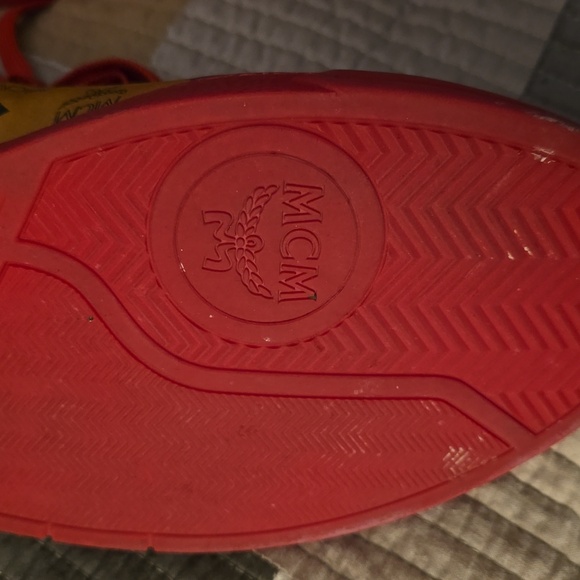 MCM Men's Color Block Terrain Lo Sneakers in Visetos Sz 44 Cognac and Red - Picture 8 of 14